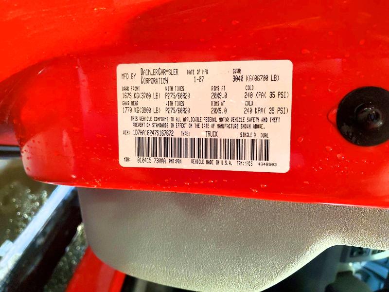 2007 Dodge Ram 1500 მანქანა იყიდება აუქციონზე, vin: 1D7HA18247S167672, აუქციონის ნომერი: 60089956