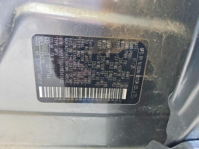Продаж на аукціоні авто 2025 Nissan Rogue, vin: JN8BT3BA3SW343882, номер лоту: 60674166
