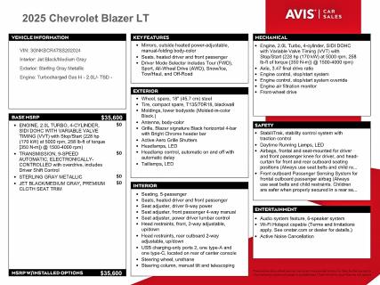Продаж на аукціоні авто 2025 Chevrolet Blazer, vin: 3GNKBCR47SS202024, номер лоту: 59690186