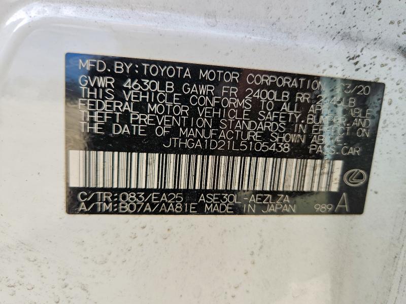 62106056 :رقم المزاد ، JTHGA1D21L5105438 vin ، 2020 Lexus Is مزاد بيع