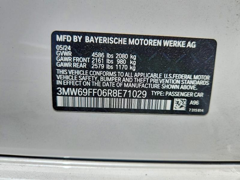 Продажа на аукционе авто 2024 Bmw 330i, vin: 3MW69FF06R8E71029, номер лота: 60856576