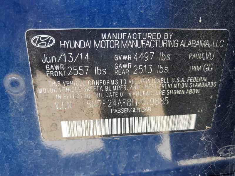 60474286 :رقم المزاد ، 5NPE24AF8FH019885 vin ، 2015 Hyundai Sonata مزاد بيع
