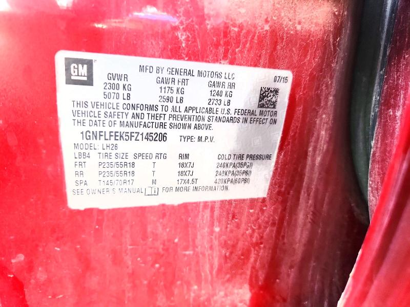 Aukcja sprzedaży 2015 Chevrolet Equinox, vin: 1GNFLFEK5FZ145206, numer aukcji: 60815036