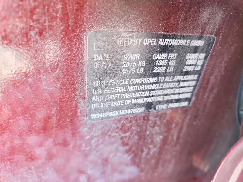 2019 Buick Regal მანქანა იყიდება აუქციონზე, vin: W04GP6SX1K1076292, აუქციონის ნომერი: 59889026