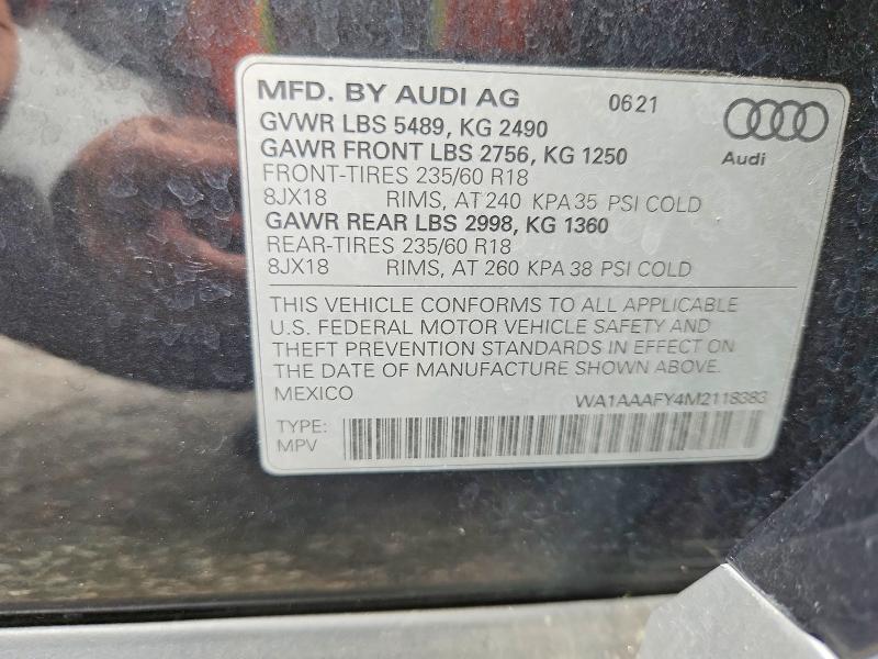 Продажа на аукционе авто 2021 Audi Q5, vin: WA1AAAFY4M2118383, номер лота: 59389986