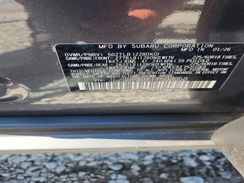 Aukcja sprzedaży 2026 Subaru Outback, vin: JF2BUPADXTY502058, numer aukcji: 63060266