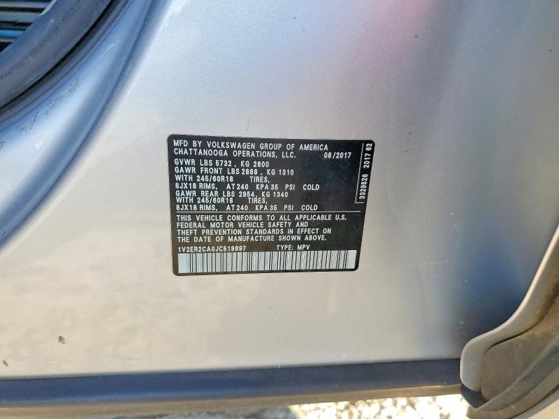 Продаж на аукціоні авто 2018 Volkswagen Atlas, vin: 1V2ER2CA0JC519897, номер лоту: 60039716