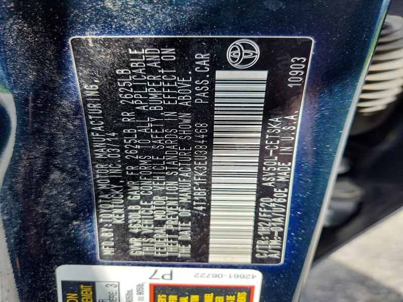 Продаж на аукціоні авто 2014 Toyota Camry, vin: 4T1BF1FK3EU384468, номер лоту: 60660956