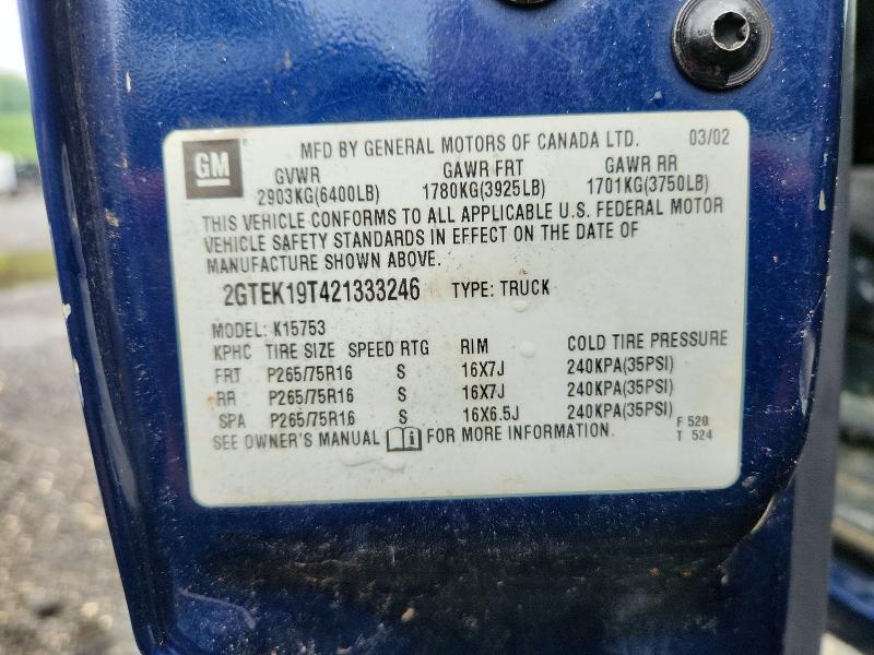 Продаж на аукціоні авто 2002 Gmc New Sierra, vin: 2GTEK19T421333246, номер лоту: 59851686