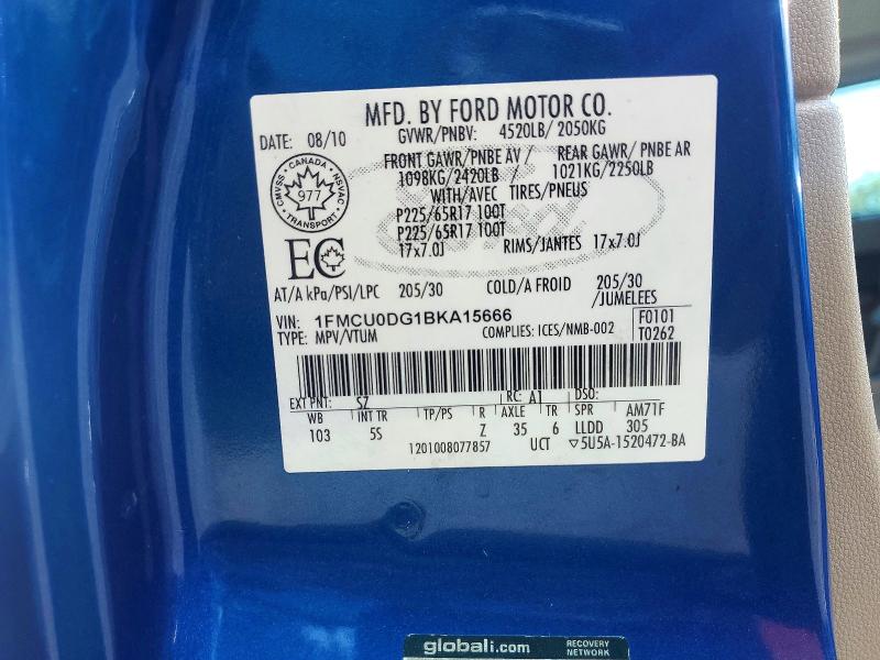 60180396 :رقم المزاد ، 1FMCU0DG1BKA15666 vin ، 2011 Ford Escape مزاد بيع