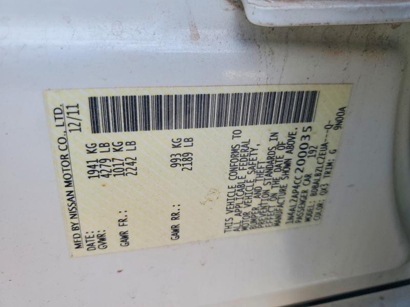59722486 :رقم المزاد ، 1N4AL2AP4CC200035 vin ، 2012 Nissan Altima مزاد بيع