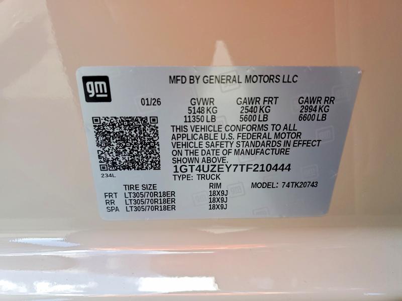 61679926 :رقم المزاد ، 1GT4UZEY7TF210444 vin ، 2026 Gmc Sierra مزاد بيع