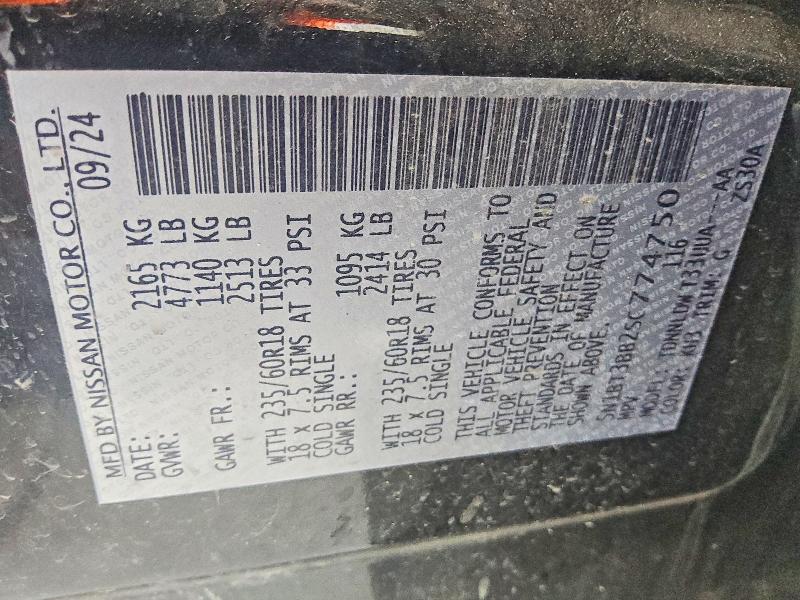 2025 Nissan Rogue მანქანა იყიდება აუქციონზე, vin: 5N1BT3BB2SC774750, აუქციონის ნომერი: 59654056