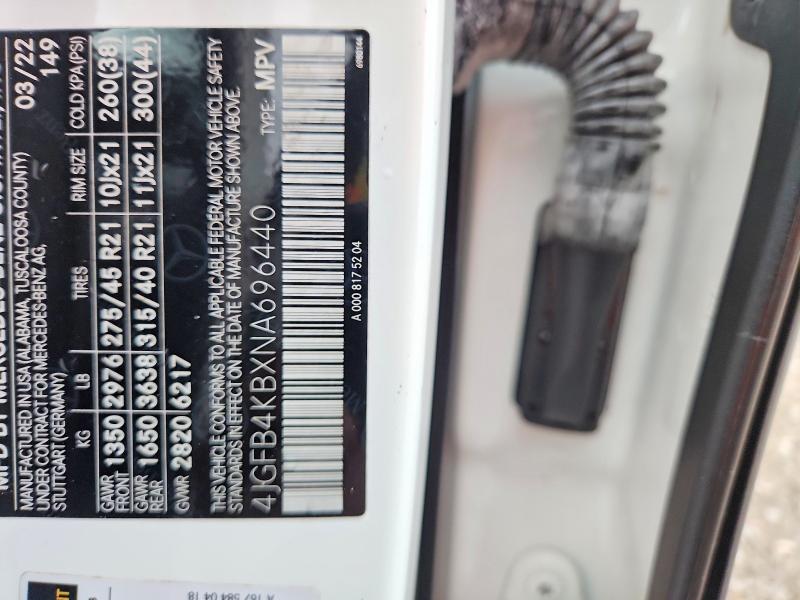 Aukcja sprzedaży 2022 Mercedes-benz Gle, vin: 4JGFB4KBXNA696440, numer aukcji: 59915286