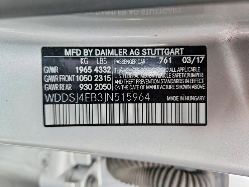 Продажа на аукционе авто 2018 Mercedes-benz Cla, vin: WDDSJ4EB3JN515964, номер лота: 61091706
