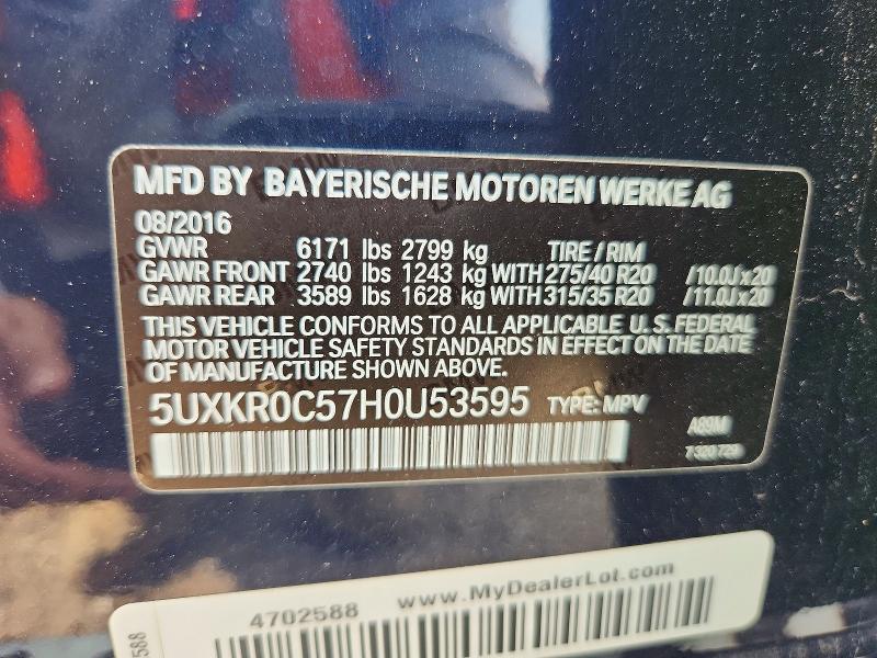 Aukcja sprzedaży 2017 Bmw X5, vin: 5UXKR0C57H0U53595, numer aukcji: 58269786