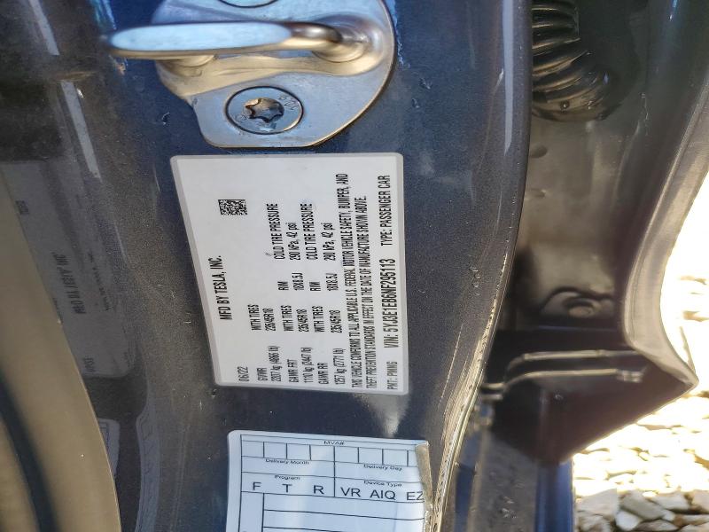 Продаж на аукціоні авто 2022 Tesla Model 3, vin: 5YJ3E1EB6NF295113, номер лоту: 60448696