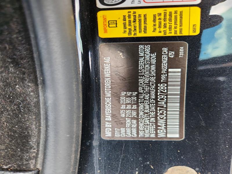 Aukcja sprzedaży 2018 Bmw 430i, vin: WBA4W3C57JAC97286, numer aukcji: 59687786