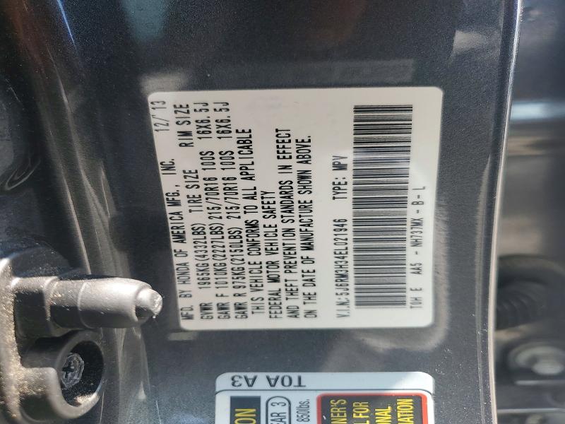 2014 Honda Cr-v მანქანა იყიდება აუქციონზე, vin: 5J6RM3H34EL021946, აუქციონის ნომერი: 60523296