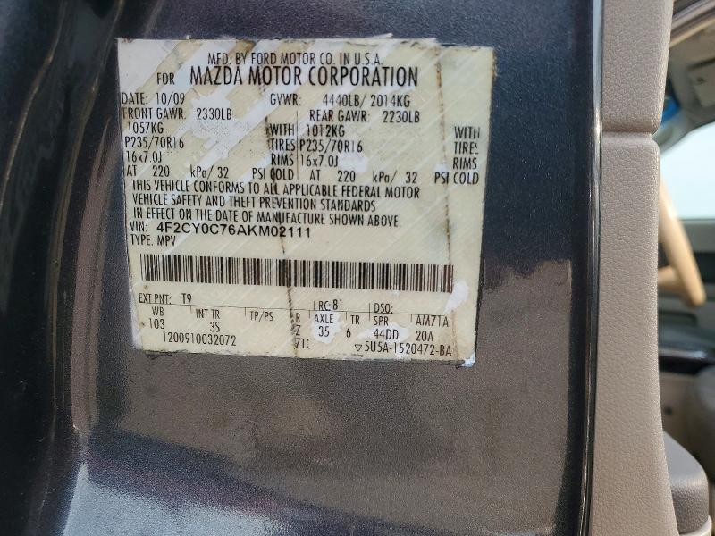 Продаж на аукціоні авто 2010 Mazda Tribute, vin: 4F2CY0C76AKM02111, номер лоту: 62336506