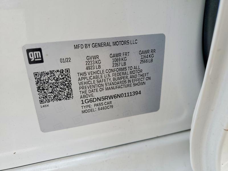 Продаж на аукціоні авто 2022 Cadillac Ct5, vin: 1G6DN5RW6N0111394, номер лоту: 62165316