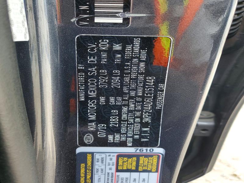 62061536 :رقم المزاد ، 3KPF24AD6LE151448 vin ، 2020 Kia Forte مزاد بيع