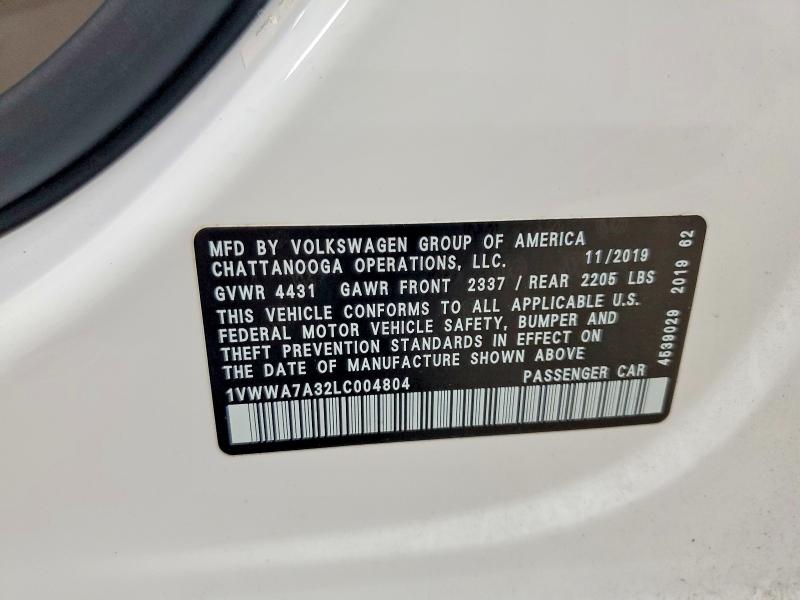 Продажа на аукционе авто 2020 Volkswagen Passat, vin: 1VWWA7A32LC004804, номер лота: 61496856