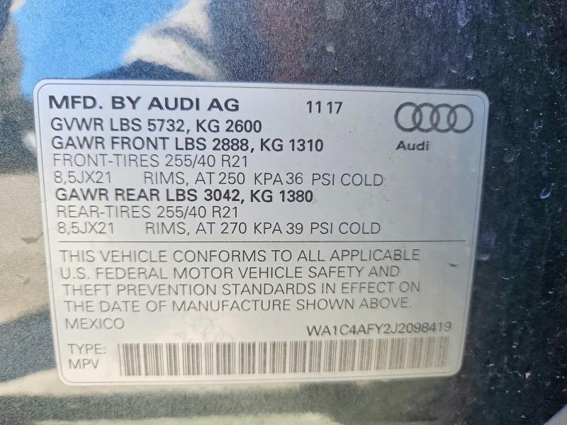 Продаж на аукціоні авто 2018 Audi Sq5, vin: WA1C4AFY2J2098419, номер лоту: 60088216