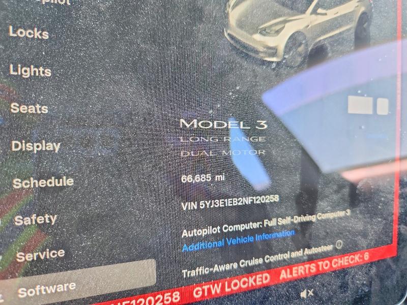 2022 Tesla Model 3 მანქანა იყიდება აუქციონზე, vin: 5YJ3E1EB2NF120258, აუქციონის ნომერი: 61064166