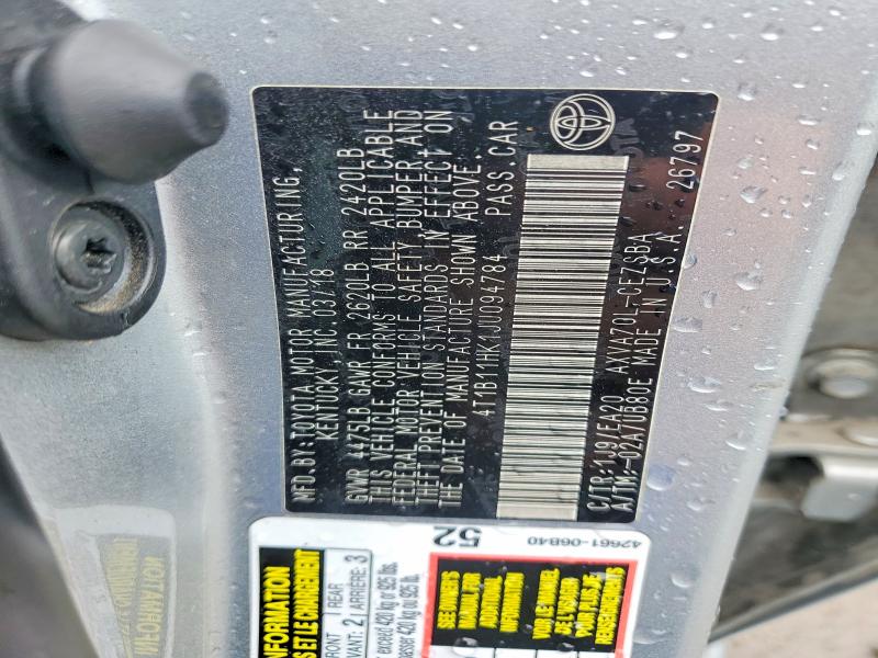 59716546 :رقم المزاد ، 4T1B11HK1JU094784 vin ، 2018 Toyota Camry مزاد بيع
