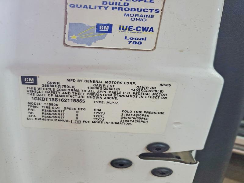 2006 Gmc Envoy მანქანა იყიდება აუქციონზე, vin: 1GKDT13S162115865, აუქციონის ნომერი: 62435586