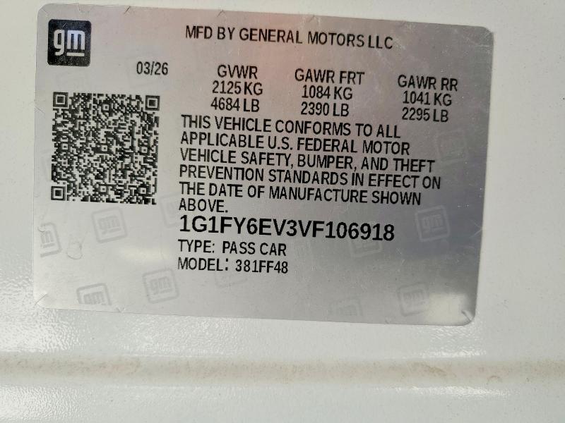 Продаж на аукціоні авто 2027 Chevrolet Bolt, vin: 1G1FY6EV3VF106918, номер лоту: 61636786