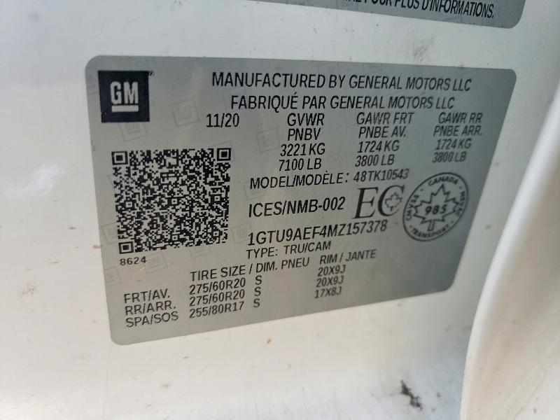 Продажа на аукционе авто 2021 Gmc Sierra, vin: 1GTU9AEF4MZ157378, номер лота: 61617636