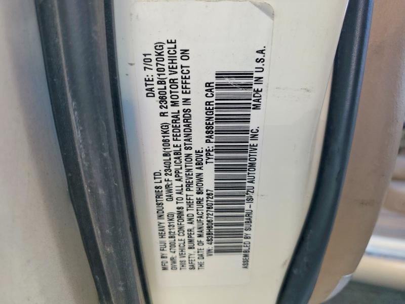 Продажа на аукционе авто 2002 Subaru Legacy, vin: 4S3BH806727607267, номер лота: 60243226