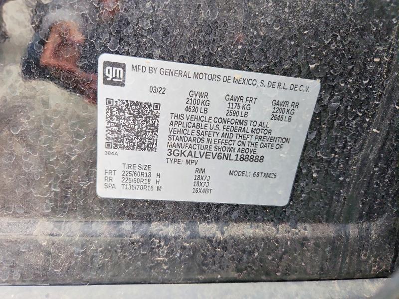2022 Gmc Terrain მანქანა იყიდება აუქციონზე, vin: 3GKALVEV6NL188888, აუქციონის ნომერი: 62807176