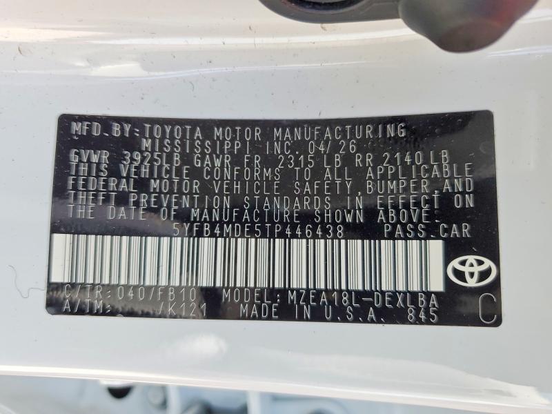 59232046 :رقم المزاد ، 5YFB4MDE5TP446438 vin ، 2026 Toyota Corolla مزاد بيع