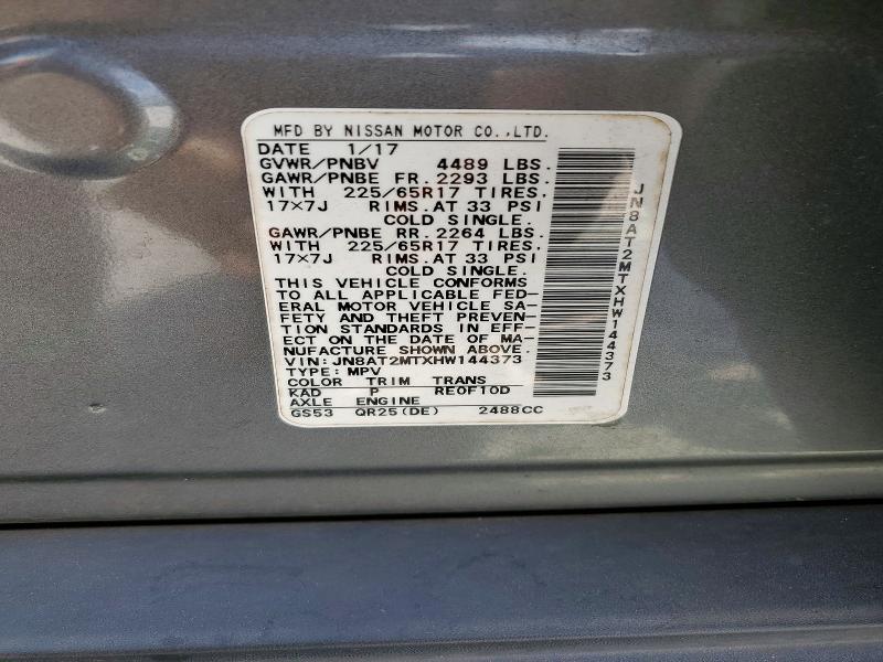 Продаж на аукціоні авто 2017 Nissan Rogue, vin: JN8AT2MTXHW144373, номер лоту: 60155706