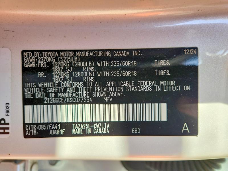 Aukcja sprzedaży 2025 Lexus Nx, vin: 2T2GGCEZ8SC077254, numer aukcji: 59276746