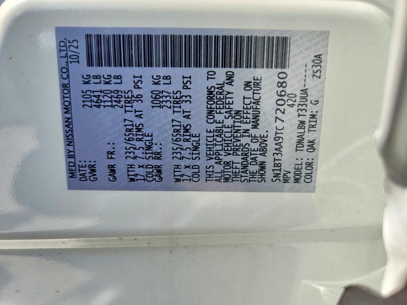 62262376 :رقم المزاد ، 5N1BT3AA9TC720680 vin ، 2026 Nissan Rogue مزاد بيع