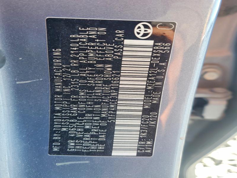 Aukcja sprzedaży 2022 Toyota Corolla, vin: 5YFP4MCE3NP106621, numer aukcji: 59813996