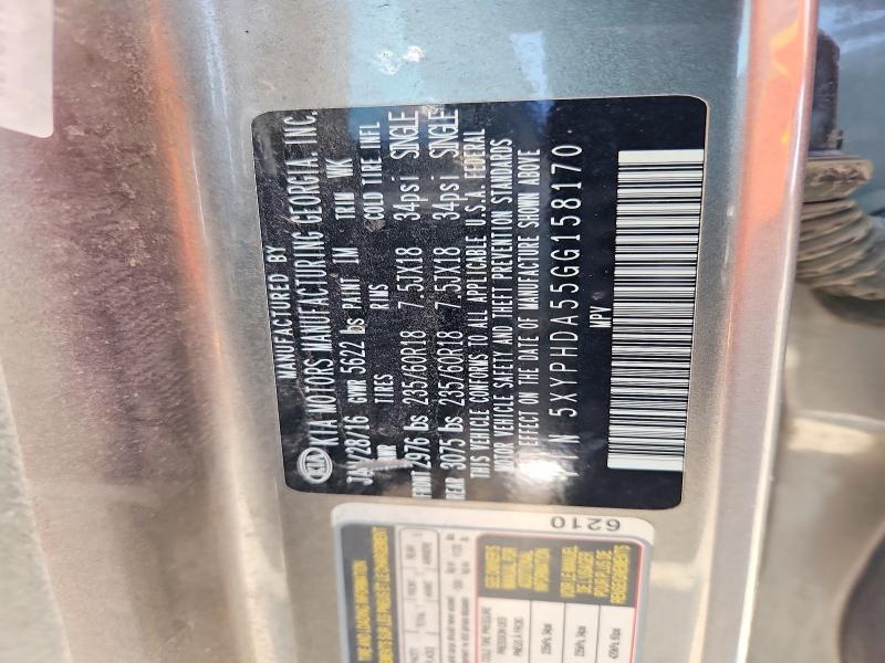 59305956 :رقم المزاد ، 5XYPHDA55GG158170 vin ، 2016 Kia Sorento مزاد بيع