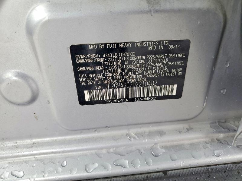 Продаж на аукціоні авто 2013 Subaru Xv Crosstrek, vin: JF2GPAGC2D2210482, номер лоту: 62823266
