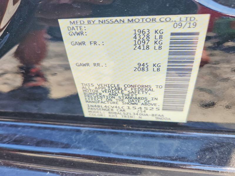 2020 Nissan Altima მანქანა იყიდება აუქციონზე, vin: 1N4BL4CV4LC154525, აუქციონის ნომერი: 60310536