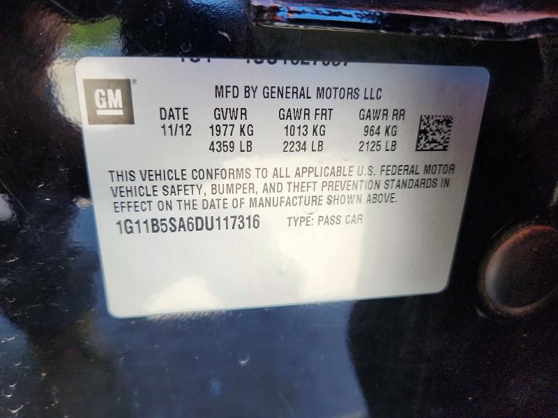 Продажа на аукционе авто 2013 Chevrolet Malibu, vin: 1G11B5SA6DU117316, номер лота: 60856126