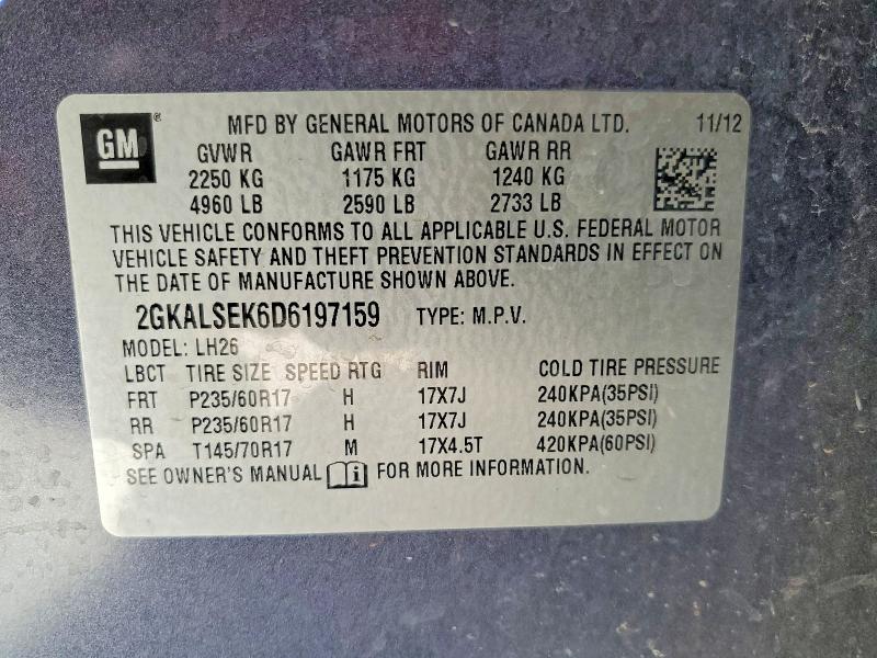 Продажа на аукционе авто 2013 Gmc Terrain, vin: 2GKALSEK6D6197159, номер лота: 60861966