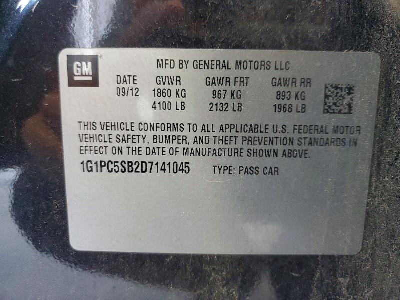 2013 Chevrolet Cruze მანქანა იყიდება აუქციონზე, vin: 1G1PC5SB2D7141045, აუქციონის ნომერი: 59674636