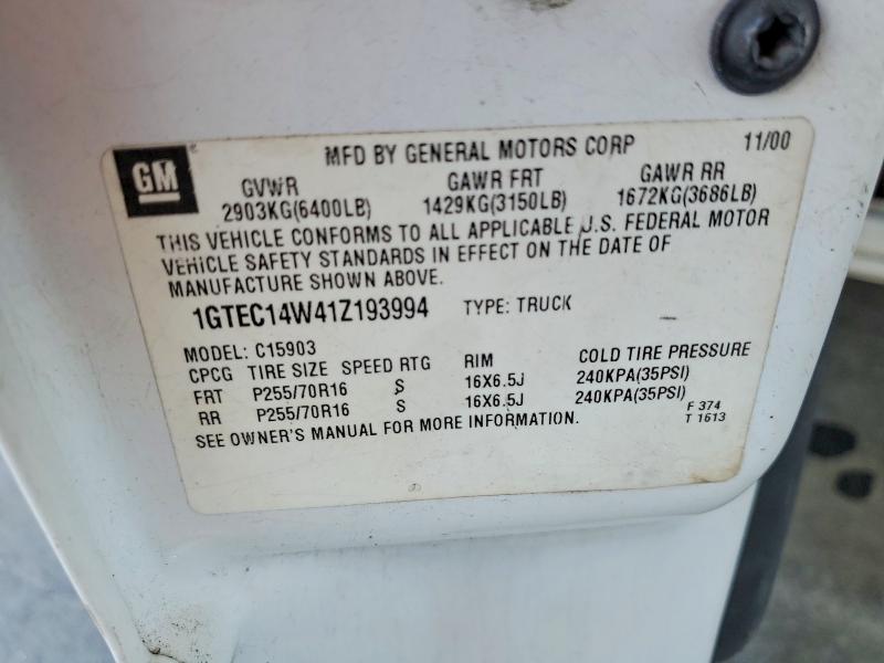2001 Gmc New Sierra მანქანა იყიდება აუქციონზე, vin: 1GTEC14W41Z193994, აუქციონის ნომერი: 60436306