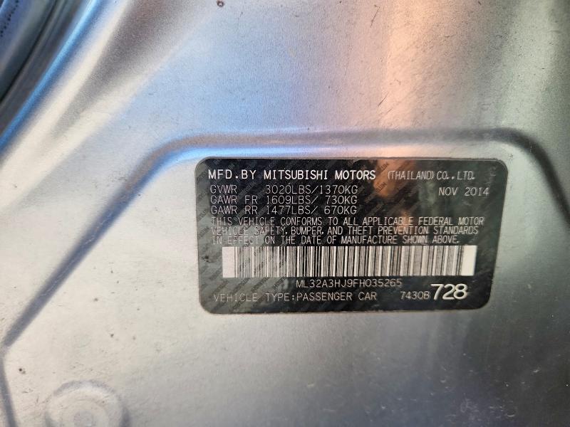 Aukcja sprzedaży 2015 Mitsubishi Mirage, vin: ML32A3HJ9FH035265, numer aukcji: 85627385