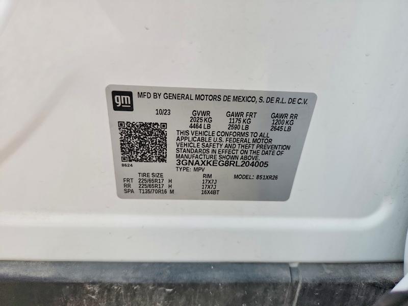 Aukcja sprzedaży 2024 Chevrolet Equinox, vin: 3GNAXKEG8RL204005, numer aukcji: 62983826