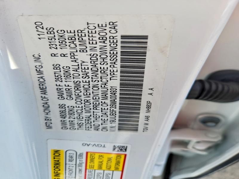 Aukcja sprzedaży 2021 Acura Tlx, vin: 19UUB5F35MA004931, numer aukcji: 62477676